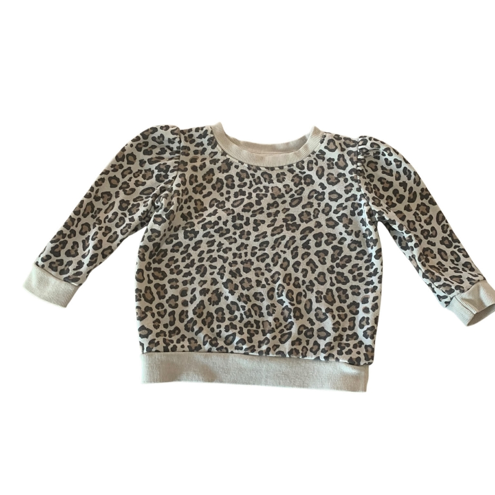 Grayson Mini Leopard Print Puff Sleeve Sweatshirt‎ 2T